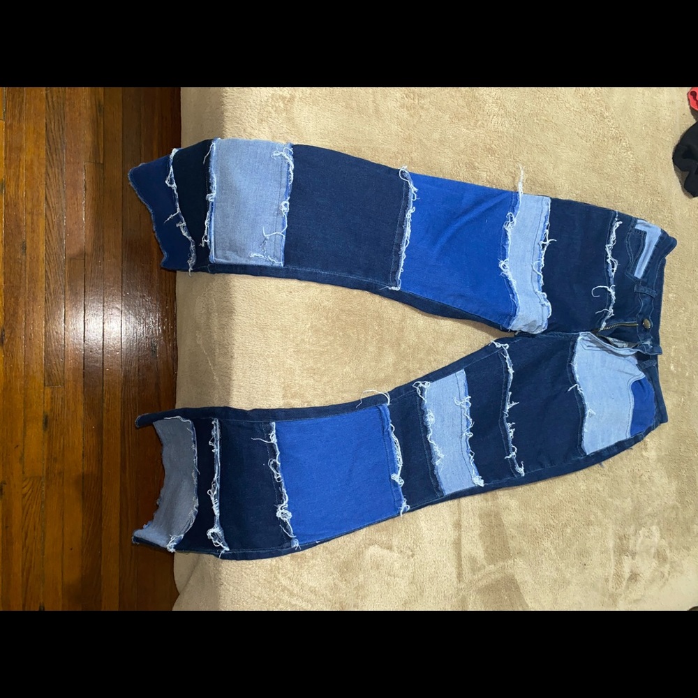 Denim patch jeans